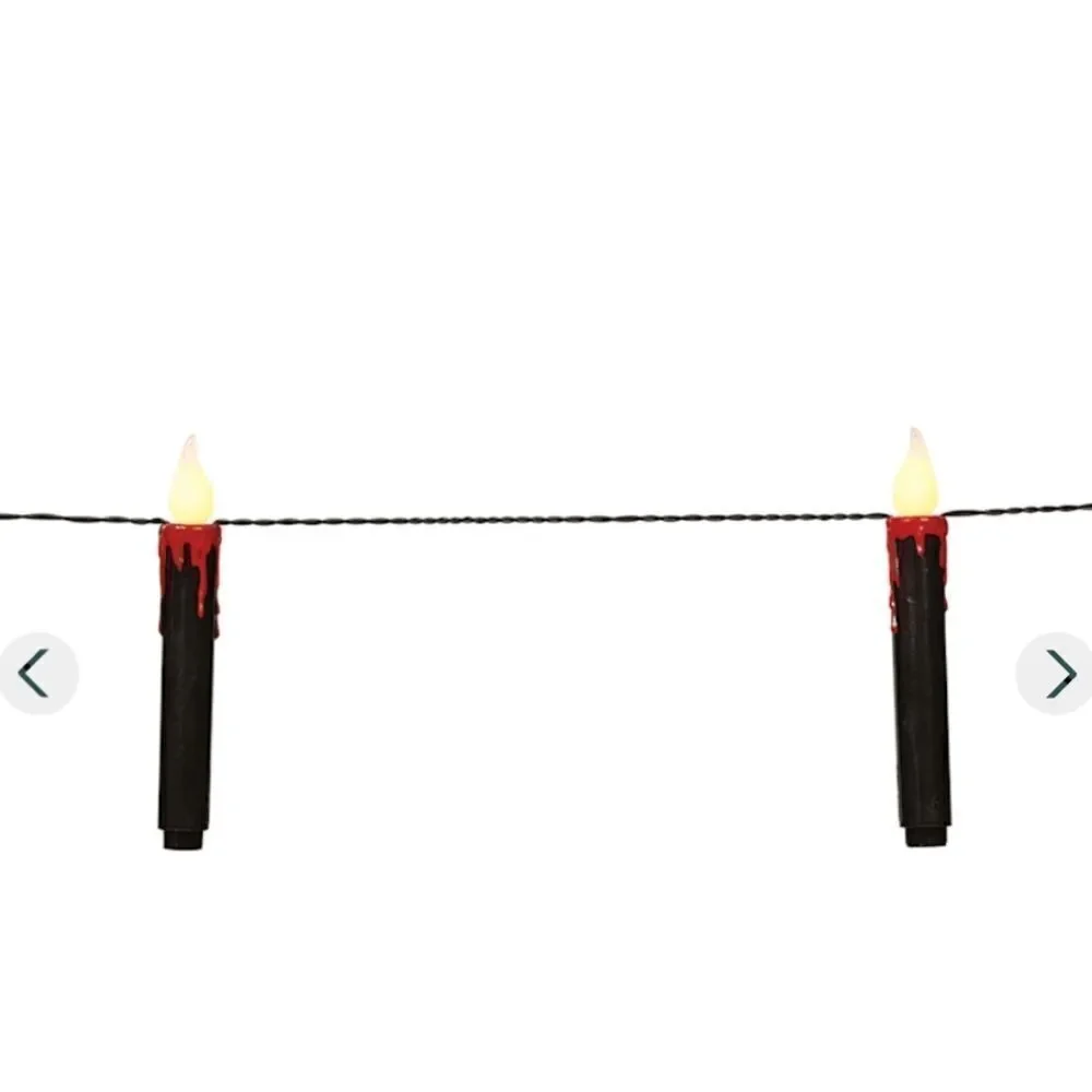 Halloween Battery Operated Flickering LED Dripping Candle String Lights w Timer